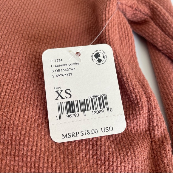 Free People Mikah Notch Neck Long Sleeve Blouse Autumn Orange Size XS Fall Boho - Picture 10 of 12